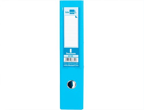 Pasta de arquivo de alavanca liderpapel documenta pvc folio lombada 75 mm celeste , Liderpapel , 79700 , 8423473873407